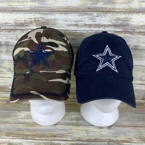 Dallas Cowboys Fitted Hats Mens Small/Medium Camo Blue NFL Star Logo Lot Of 2